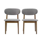 Chaise de salle à manger rembourrée Christopher Knight Home Bulwarth en bois d'hévéa de style Mid-Century avec dossier incurvé (lot de 2)