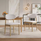 Christopher Knight Home Bulwarth Mid-Century Modern Rubberwood Upholstered Dining Chair with Curved Back (Set of 2)