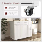 Chariot de Rangement de Cuisine CLIHOME avec Organisateur d'Armoire Coulissant à 3 Niveaux, Îlot de Cuisine Roulant sur Roues avec Porte-Serviettes, 2 Tiroirs