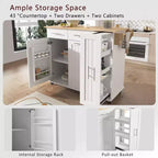 Chariot de Rangement de Cuisine CLIHOME avec Organisateur d'Armoire Coulissant à 3 Niveaux, Îlot de Cuisine Roulant sur Roues avec Porte-Serviettes, 2 Tiroirs