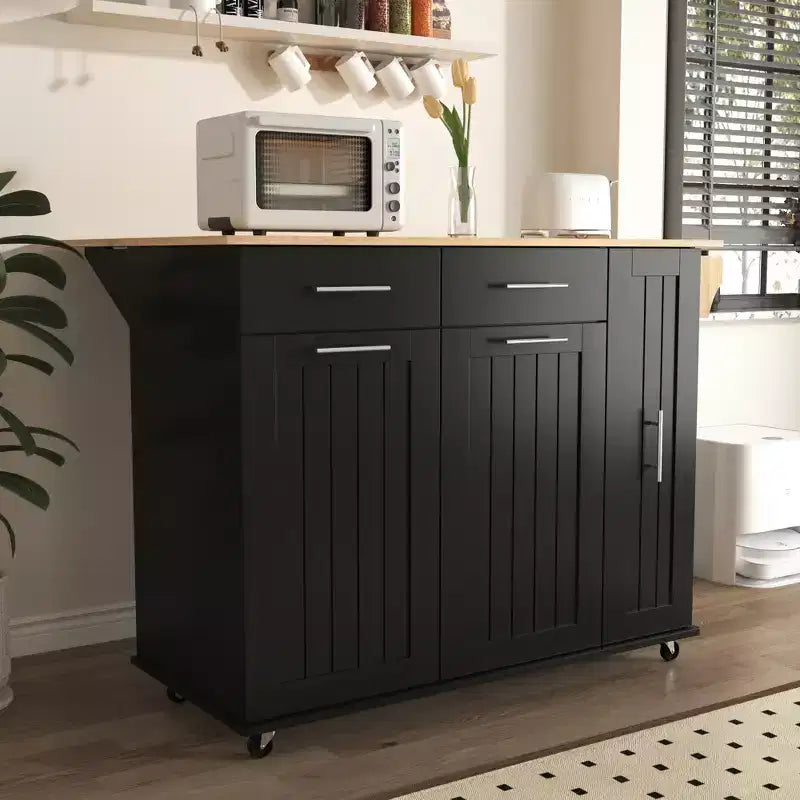 CLIHOME Kitchen Storage Cart with 3 Tier Pull Out Cabinet Organizer, Rolling Kitchen Island on Wheels with Towel Rack, 2 Drawers