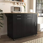 CLIHOME Kitchen Storage Cart with 3 Tier Pull Out Cabinet Organizer, Rolling Kitchen Island on Wheels with Towel Rack, 2 Drawers