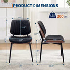 Lot de 2 chaises de salle à manger en bois, chaises d'appoint modernes rembourrées en cuir PU avec lanières en forme de coquille, dossier en bois courbé de noyer et pieds en métal, pour salle à manger