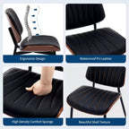 Lot de 2 chaises de salle à manger en bois, chaises d'appoint modernes rembourrées en cuir PU avec lanières en forme de coquille, dossier en bois courbé de noyer et pieds en métal, pour salle à manger