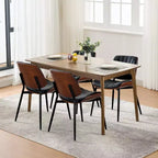 Lot de 2 chaises de salle à manger en bois, chaises d'appoint modernes rembourrées en cuir PU avec lanières en forme de coquille, dossier en bois courbé de noyer et pieds en métal, pour salle à manger
