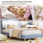 Cadre de lit double/complet pour enfants avec tête de lit festonnée bicolore en velours