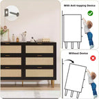 Armoire de rangement en rotin à 6 tiroirs de 29,5 po, buffet large avec grand plateau, conception anti-basculement pour chambre et salon