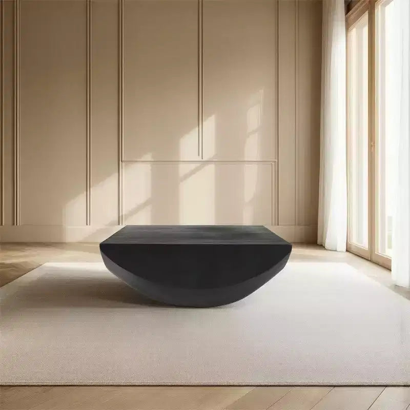 Table basse Royal Hampton | Plateau carré de 36 po | Base tambour arrondie fabriquée à la main | Bois de manguier