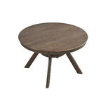 Table à manger ronde moderne Okak avec piédestal en tréteaux, table en bois pour salle à manger, restaurant