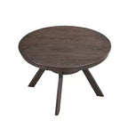 Table à manger ronde moderne Okak avec piédestal en tréteaux, table en bois pour salle à manger, restaurant