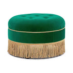 Jennifer Taylor Home Yolanda 24 Round Upholstered Accent Ottoman, Peach Orange Velvet with Gold Trim