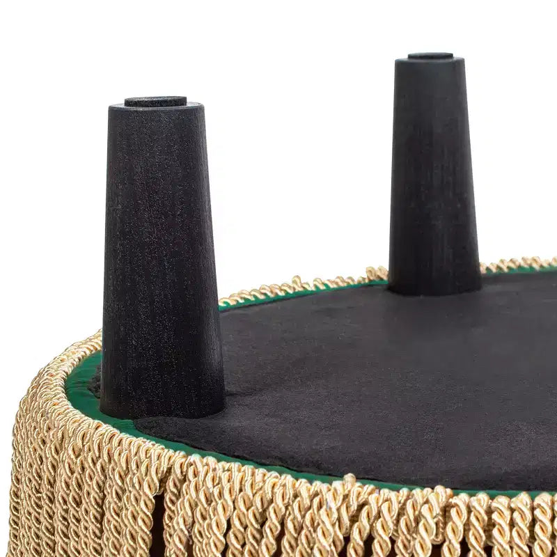 Jennifer Taylor Home Pouf d'appoint rembourré rond Yolanda 24, velours pêche orangé avec garniture dorée