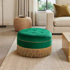 Jennifer Taylor Home Pouf d'appoint rembourré rond Yolanda 24, velours pêche orangé avec garniture dorée