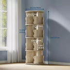 Étagère tournante à 4 niveaux, étagère d'angle pivotante pour petits espaces, tour de rangement rotative à 360°, bibliothèque verticale tournante