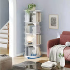 Étagère tournante à 4 niveaux, étagère d'angle pivotante pour petits espaces, tour de rangement rotative à 360°, bibliothèque verticale tournante