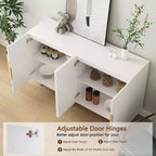 Meuble de rangement Okak Buffet, Buffet cannelé avec portes et étagères réglables, Console de bar à café pour salon/salle à manger