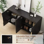 Meuble de rangement Okak Buffet, Buffet cannelé avec portes et étagères réglables, Console de bar à café pour salon/salle à manger