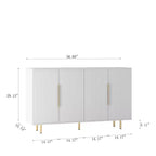 Meuble de rangement Okak Buffet, Buffet cannelé avec portes et étagères réglables, Console de bar à café pour salon/salle à manger