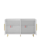 Meuble de rangement Okak Buffet, Buffet cannelé avec portes et étagères réglables, Console de bar à café pour salon/salle à manger