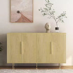Meuble de rangement Okak Buffet, Buffet cannelé avec portes et étagères réglables, Console de bar à café pour salon/salle à manger