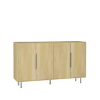 Meuble de rangement Okak Buffet, Buffet cannelé avec portes et étagères réglables, Console de bar à café pour salon/salle à manger
