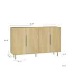 Meuble de rangement Okak Buffet, Buffet cannelé avec portes et étagères réglables, Console de bar à café pour salon/salle à manger