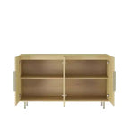Meuble de rangement Okak Buffet, Buffet cannelé avec portes et étagères réglables, Console de bar à café pour salon/salle à manger