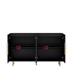 Meuble de rangement Okak Buffet, Buffet cannelé avec portes et étagères réglables, Console de bar à café pour salon/salle à manger