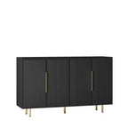 Meuble de rangement Okak Buffet, Buffet cannelé avec portes et étagères réglables, Console de bar à café pour salon/salle à manger