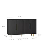 Meuble de rangement Okak Buffet, Buffet cannelé avec portes et étagères réglables, Console de bar à café pour salon/salle à manger
