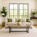 Royal Hampton 48 Coffee Table | Handmade Aluminum Cast Black Frame | Solid Mango Wood Top