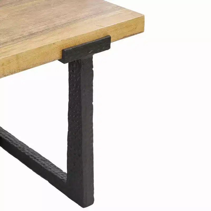 Table basse Royal Hampton 48 | Cadre noir en aluminium moulé fait main | Plateau en bois de manguier massif