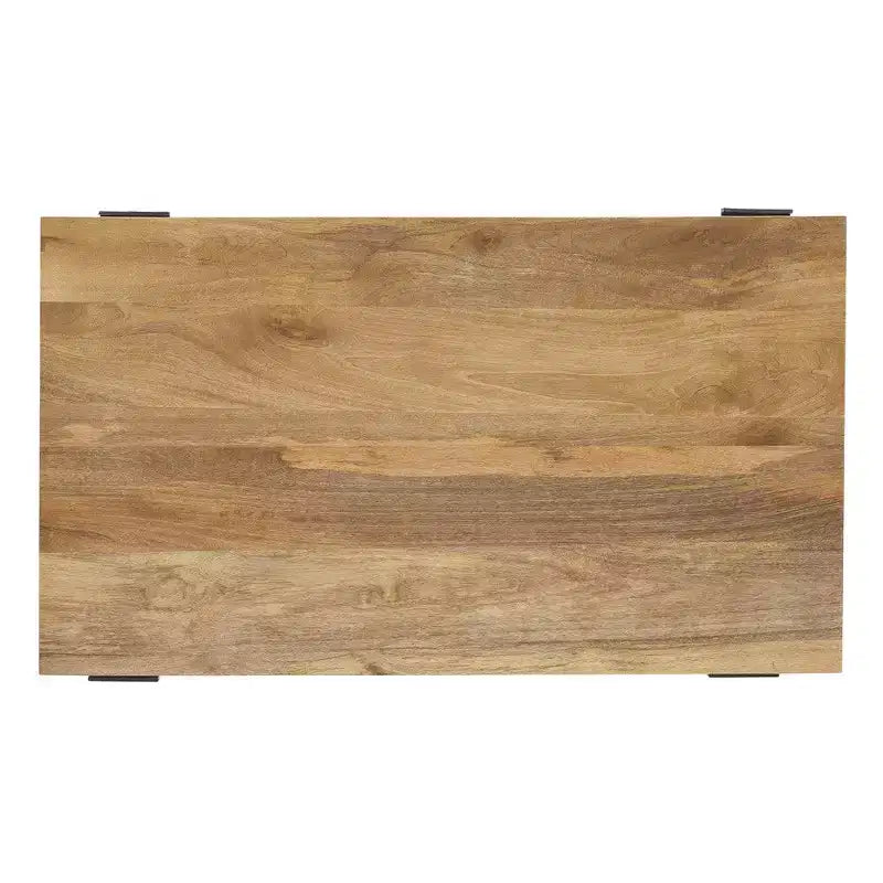 Table basse Royal Hampton 48 | Cadre noir en aluminium moulé fait main | Plateau en bois de manguier massif