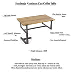 Table basse Royal Hampton 48 | Cadre noir en aluminium moulé fait main | Plateau en bois de manguier massif
