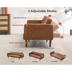 Canapé-lit futon 75 Canapé futon du milieu du siècle, canapé-lit convertible en cuir PU avec dossier réglable, causeuse et poches latérales pour le salon