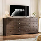 Commode GustoWave à 12 tiroirs pour chambre à coucher, 63 commodes en bois pour salon pour téléviseur de 65 pouces, commode moderne