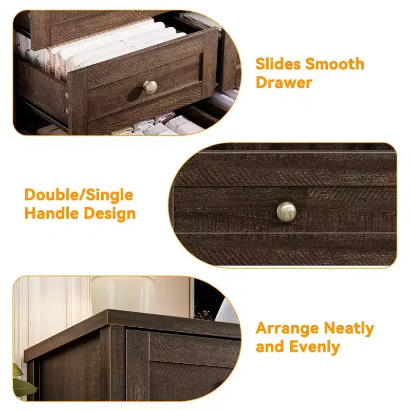 Commode GustoWave à 12 tiroirs pour chambre à coucher, 63 commodes en bois pour salon pour téléviseur de 65 pouces, commode moderne