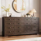 Commode GustoWave à 12 tiroirs pour chambre à coucher, 63 commodes en bois pour salon pour téléviseur de 65 pouces, commode moderne