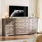 Commode GustoWave à 12 tiroirs pour chambre à coucher, 63 commodes en bois pour salon pour téléviseur de 65 pouces, commode moderne