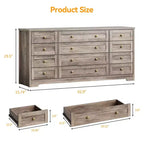 Commode GustoWave à 12 tiroirs pour chambre à coucher, 63 commodes en bois pour salon pour téléviseur de 65 pouces, commode moderne