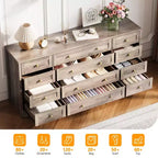 Commode GustoWave à 12 tiroirs pour chambre à coucher, 63 commodes en bois pour salon pour téléviseur de 65 pouces, commode moderne