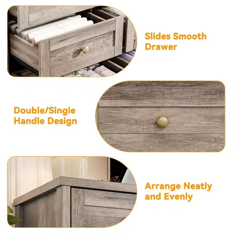 Commode GustoWave à 12 tiroirs pour chambre à coucher, 63 commodes en bois pour salon pour téléviseur de 65 pouces, commode moderne