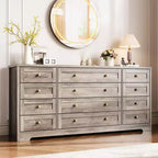 Commode GustoWave à 12 tiroirs pour chambre à coucher, 63 commodes en bois pour salon pour téléviseur de 65 pouces, commode moderne