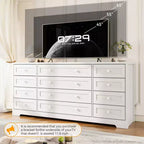 Commode GustoWave à 12 tiroirs pour chambre à coucher, 63 commodes en bois pour salon pour téléviseur de 65 pouces, commode moderne