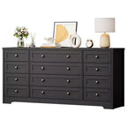 GustoWave 12 Drawer Dresser for Bedroom, 63 Wooden Dressers for Living Room for 65 Inch TV, Modern Chest of Drawers