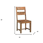 HomeRoots Ensemble de deux chaises de salle à manger à dossier échelle en bois massif marron