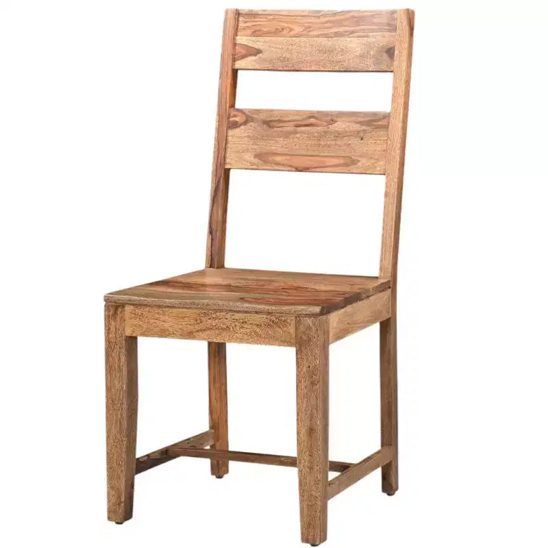HomeRoots Ensemble de deux chaises de salle à manger à dossier échelle en bois massif marron