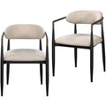 HomeRoots Set of Two Beige And Black Upholstered Fabric Open Back Dining Arm Chairs