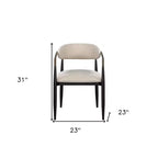 HomeRoots Lot de deux chaises de salle à manger avec accoudoirs, dossier ouvert, en tissu rembourré beige et noir