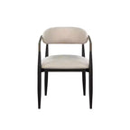 HomeRoots Lot de deux chaises de salle à manger avec accoudoirs, dossier ouvert, en tissu rembourré beige et noir